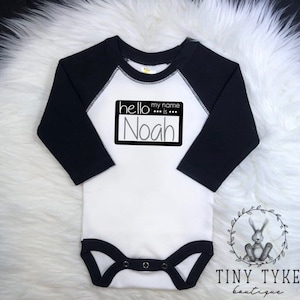Hello My Name Is.. baby gown, baby shower, baby gift, baby girl, new baby, custom gown, baby boy, new baby gift, name Onesie®