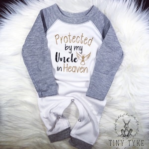 Protected By In Heaven Bodysuit, baby shower, baby gift, personalized Onesie®, baby girl, baby boy, heaven Onesie®, guardian angel Onesie®