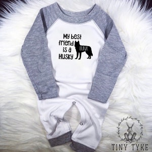 Il mio migliore amico è un body husky, body personalizzato, abbigliamento per bambini, neonato, cane, husky, razze di cani, migliore amico dell&#39;uomo