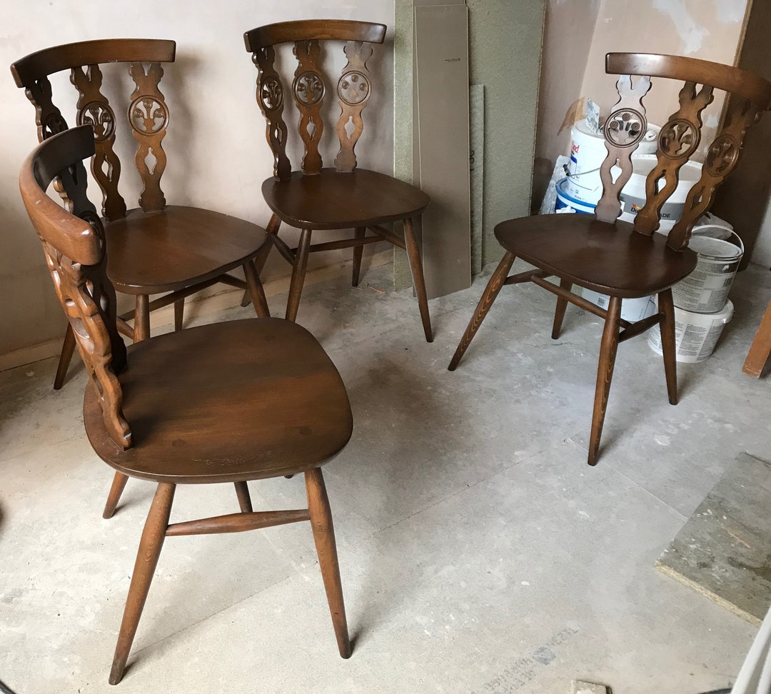 ERCOL VINTAGE 4 Chairs - Excellent Condition - Collection