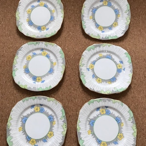 Royal Staffordshire Pretty Floral Art Deco Fine Bone China Side Plates x6 Lot