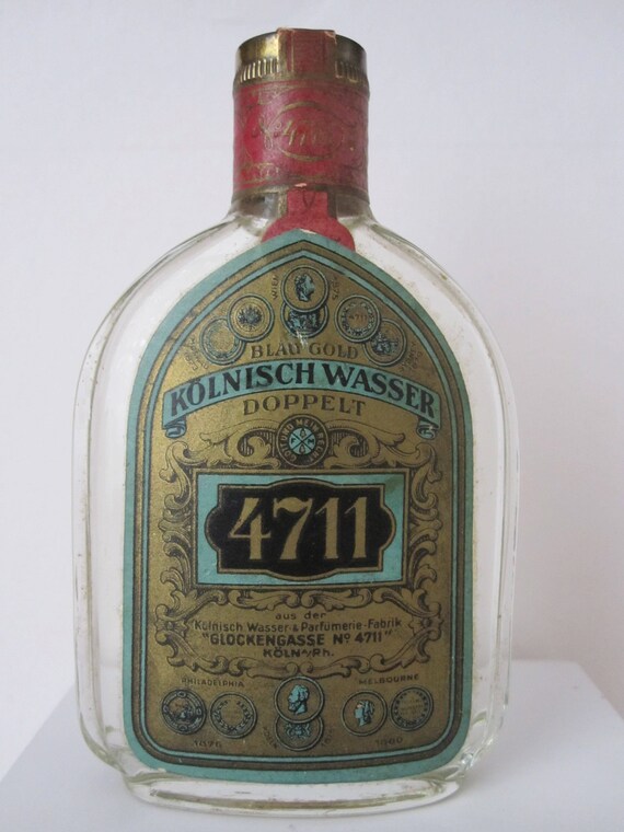 4711 Blau blue Gold Kolnisch Wasser - antique 1880s - Vintage Sealed Full - Rare