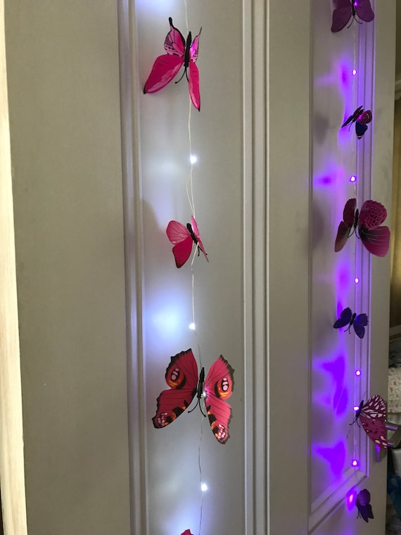 Lila Schmetterling Fee led magnetische Lichter, Schmetterling Lichter  String Girlande, 20 LED-Leuchten - .de