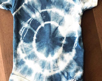 Indigo Shibori Newborn Onesie Set, Tie-Dye Baby Shower Gift