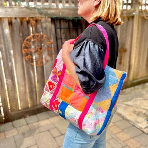 Quilted Cotton Shoulder Bag: One-of-a-Kind Commuter Tote