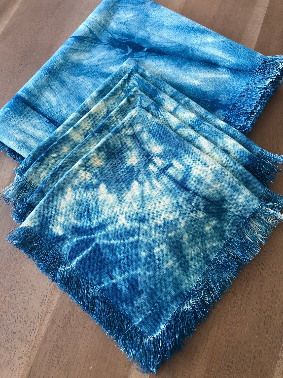 Hand Dyed Indigo Shibori Tablecloth Set/tie Dyed Tablecloth Etsy Ireland