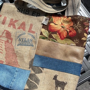 Schoudertas, reistas, unieke tas, messengertas, cadeau voor vrouw, markttas, jute koffietas, hergebruikte tas