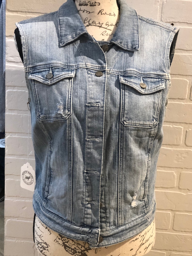 Beaded Vintage Denim Vest - Etsy