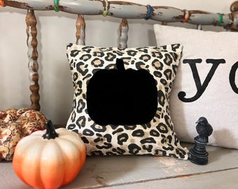 Animal Print & Velvet Pumpkin Pillow: Quilted Fall Decor
