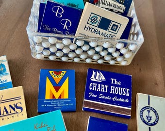 Vintage Matchbooks in Blue Tones, Set of 10