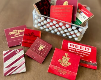 Vintage Matchbooks in Red Tones, Set of 10