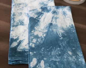 Indigo Shibori Kitchen Towel Set: Hand-Dyed Japanese Cotton