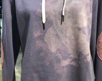 Tie Dye Hooded Sweatshirt With Elbow Patches