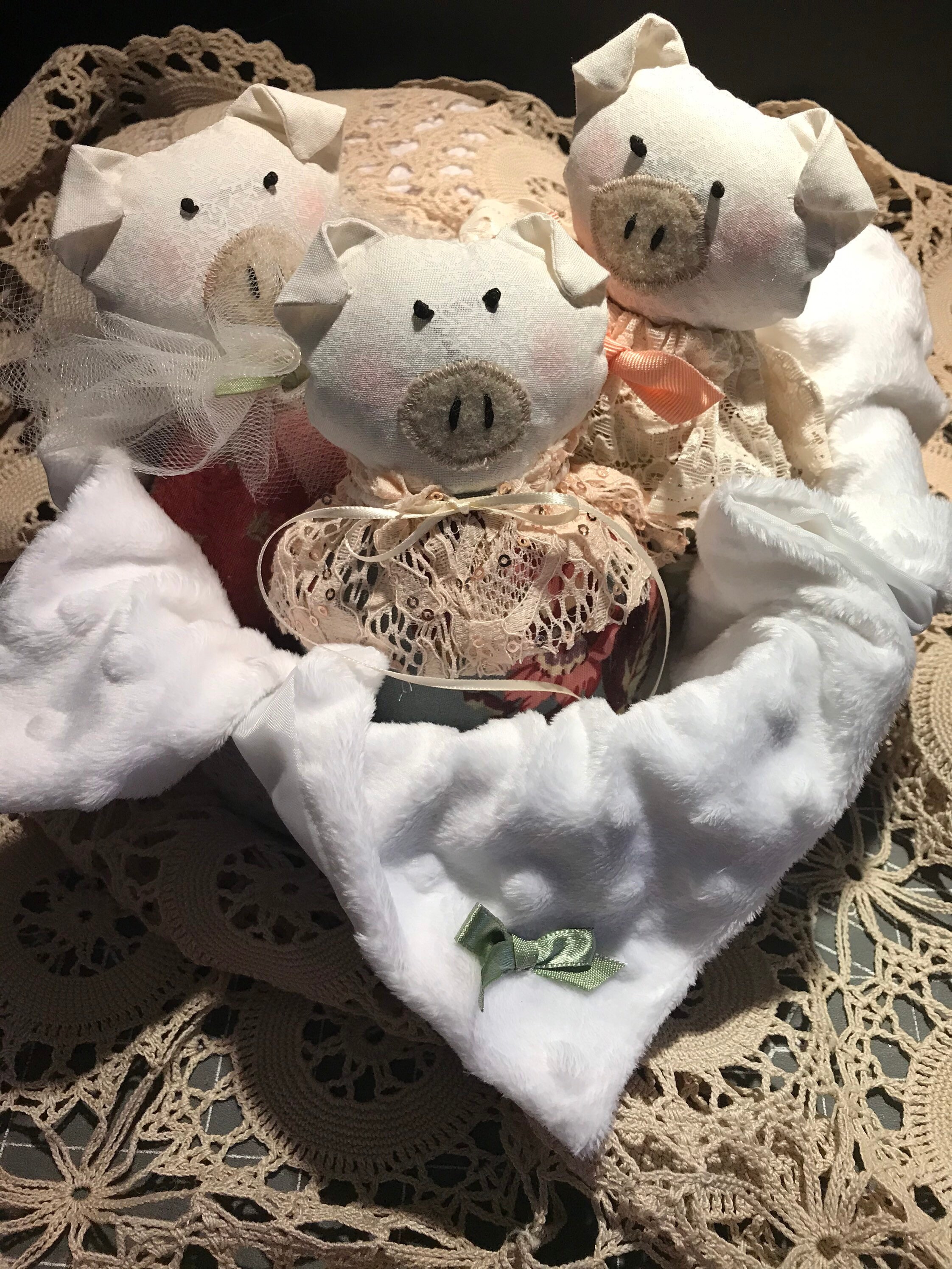 Pigs In a Blanket in a Basket Three Little Pigs Stuffed Etsy