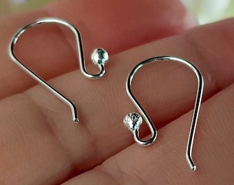 Silver 925 Ear Hooks/Wires Handmade Findings Sterling Silver Ear Wires -  SS-011EH