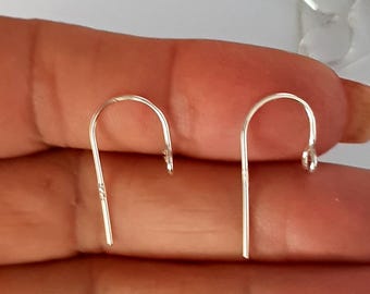 Sterling Silver Front Facing Ear Hooks | 22mm 925 Earring Findings, Jewelry Making
