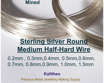 925 Sterling Round Wire - Half Hard (Medium) Solid Sterling Silver 0.2mm - 1.5mm - 50cm / 1m| Australian Seller | Jewellery Making/ & Repair