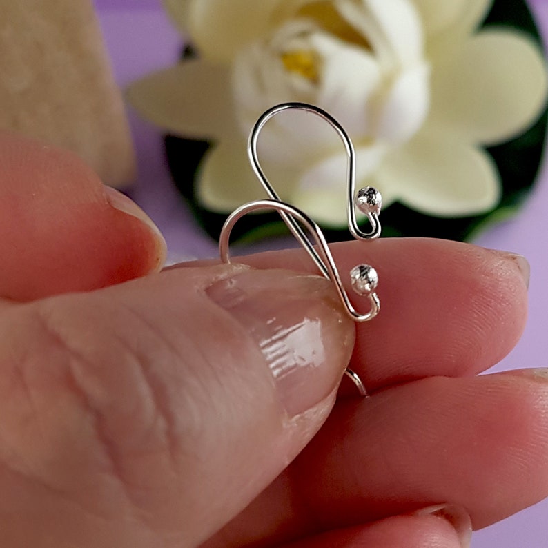 Handmade Argentum 940 Sterling Silver Ear Hooks: Shepherd Hook Style image 2