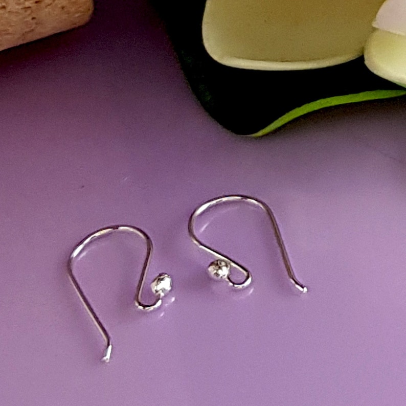 Handmade Argentum 940 Sterling Silver Ear Hooks: Shepherd Hook Style image 3