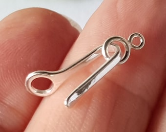 Sterling Silver Hook and Eye Clasp 15mm: Necklace & Bracelet Connector