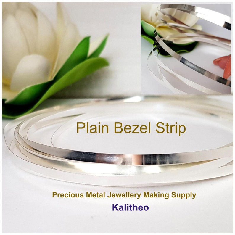 May include: Plain Bezel Strip, a silver metal strip for jewelry making.  Precious Metal Jewellery Making Supply Kalitheo.