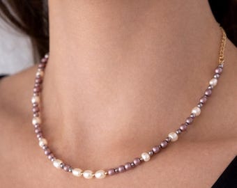 Pearl Harmony Necklace · Shell, Swarovski & Freshwater Pearls · Gold Filled | FKJ-201N