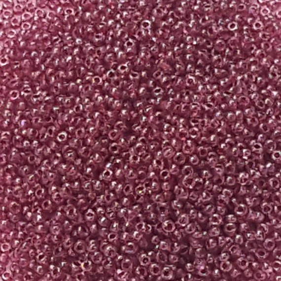 11//0 Round Toho Japanese Glass Seed Beads #350-Crystal//Fuchsia Lined 10g