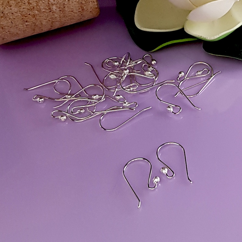 Handmade Argentum 940 Sterling Silver Ear Hooks: Shepherd Hook Style image 7