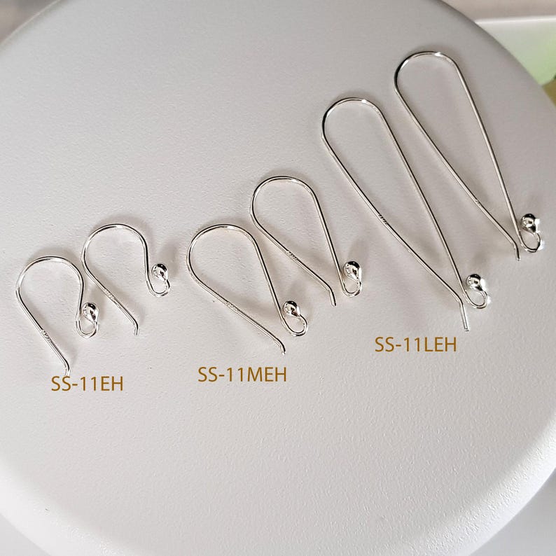 Handmade Argentum 940 Sterling Silver Ear Hooks: Shepherd Hook Style image 8