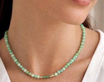 Jade Beaded Necklace with Sterling Silver | FKJ-202N