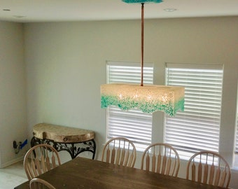 Blown Glass Chandelier / Lighting / Turquoise & White