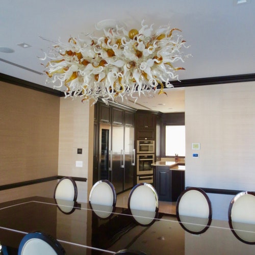 Blown Glass Chandelier / Lighting / Chandelier / Art Glass / Etsy