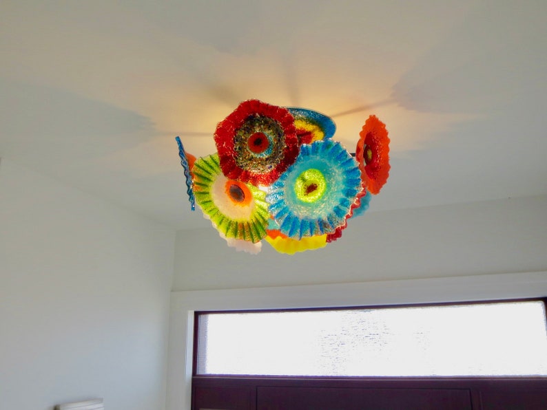 Blown Glass Flower Chandelier / Lighting / Flower Light / Etsy