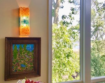 Wall Sconce / Sconce / Chandelier / Pendant Light / Lighting / Blown Glass / Amber & Blue