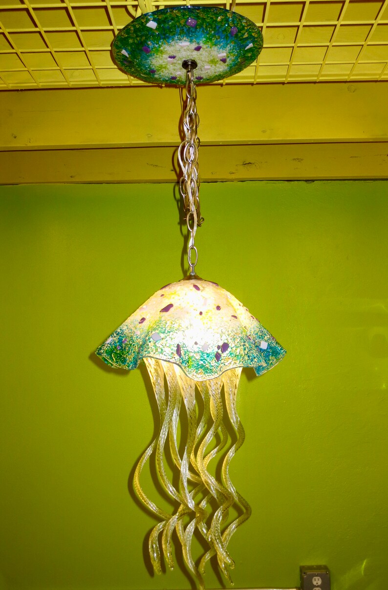 Jellyfish Pendant Light / Chandelier / Lighting / Blown Glass Etsy