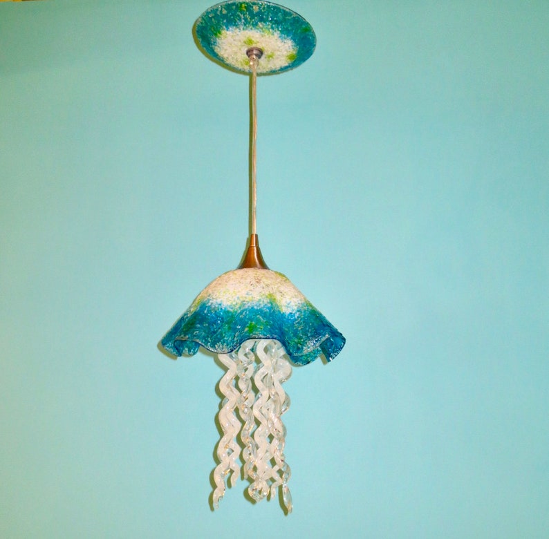 Jellyfish Pendant Light / Chandelier / Blown Glass / White - Etsy