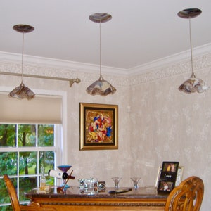 Blown Glass Pendant Light / Chandelier / Lighting / Pendant Light / Art Glass Lighting / Espresso & Cream