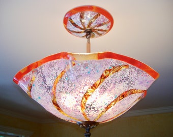 Blown Glass Chandelier / Lighting / Chandelier / Pendant Light / Abstract / Art Glass Lighting / Multicolor