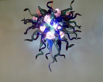 Blown Glass Chandelier / Lighting / Chandelier / Cobalt & Blue