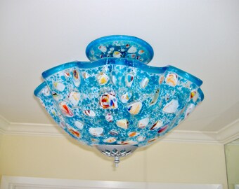 Blown Glass Chandelier / Lighting / Chandelier / Pendant Light / Abstract / Multicolor