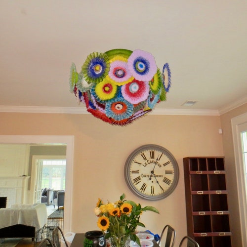 Blown Glass Flower Chandelier / Lighting / Flower Light / Etsy