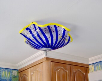 Blown Glass Chandelier / Lighting / Pendant Light / Abstract / Multicolor