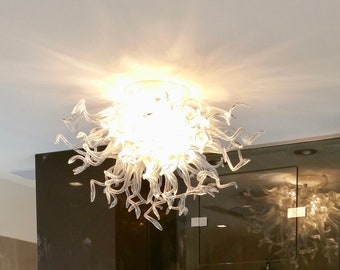 Blown Glass Chandelier / Lighting / Chandelier / Clear Glass