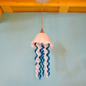 Jellyfish Pendant Light / Chandelier / Blown Glass / Pendant Light / Jellyfish / White & Blue