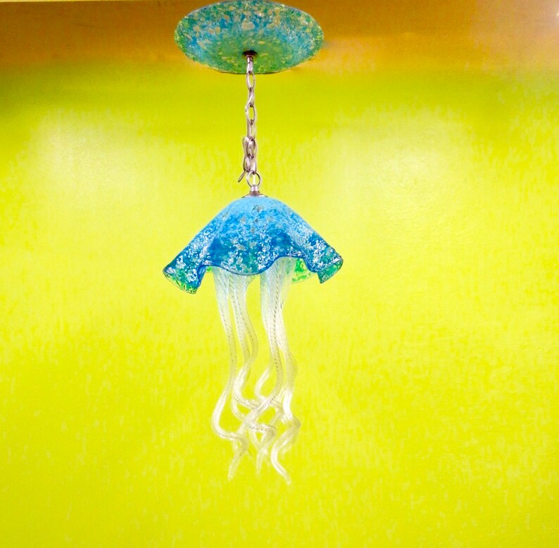 Jellyfish Pendant Light / Chandelier / Lighting / Blown Glass Etsy
