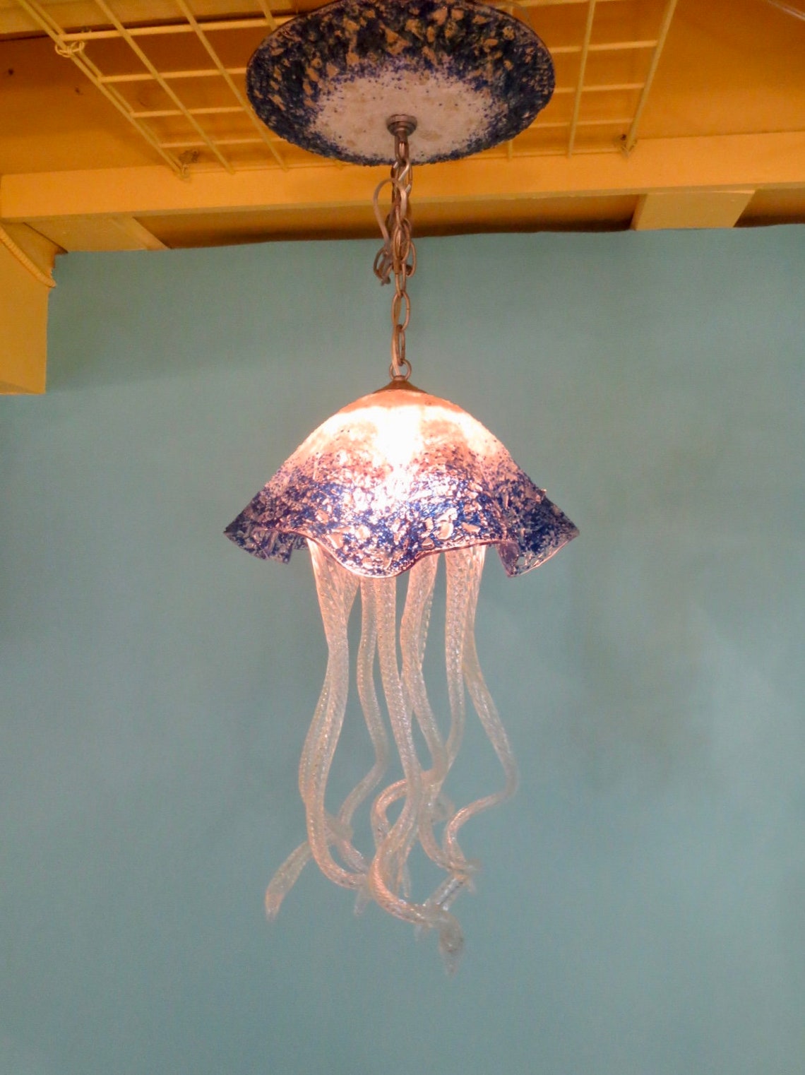 Jellyfish Pendant Light / Chandelier / Lighting / Blown Glass Etsy