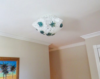 Blown Glass Chandelier / Lighting / Pendant Light / Sea Life / Starfish & Sea Shell Chandelier