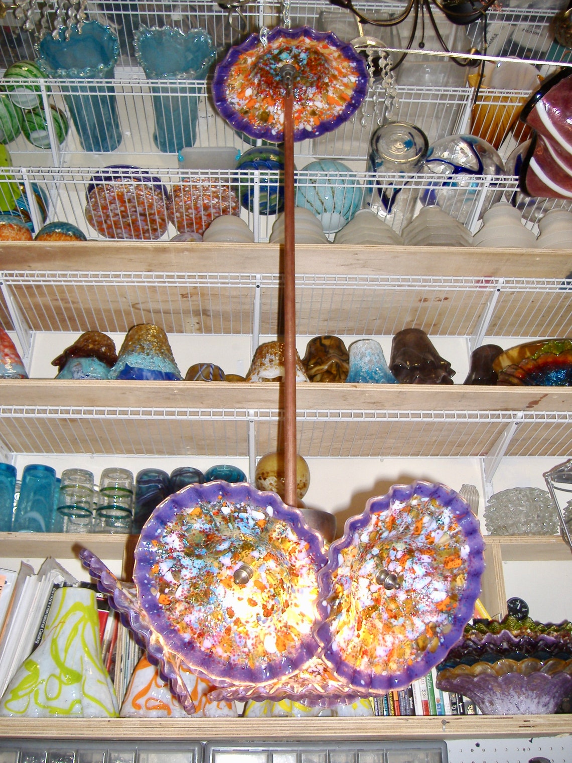 Blown Glass Chandelier / Lighting / Flower Light / Pendant Etsy
