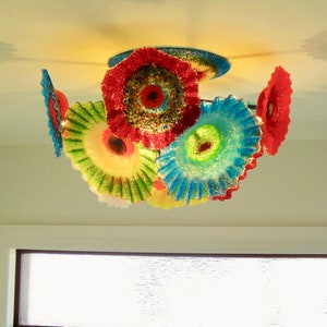 Blown Glass Flower Chandelier / Lighting / Flower Light / Multicolor