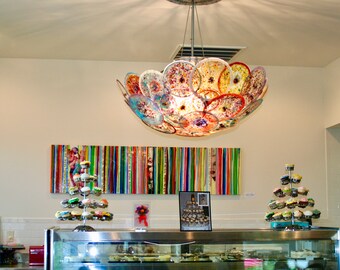 Blown Glass Disc Chandelier / Lighting / Flower Light / Multicolor